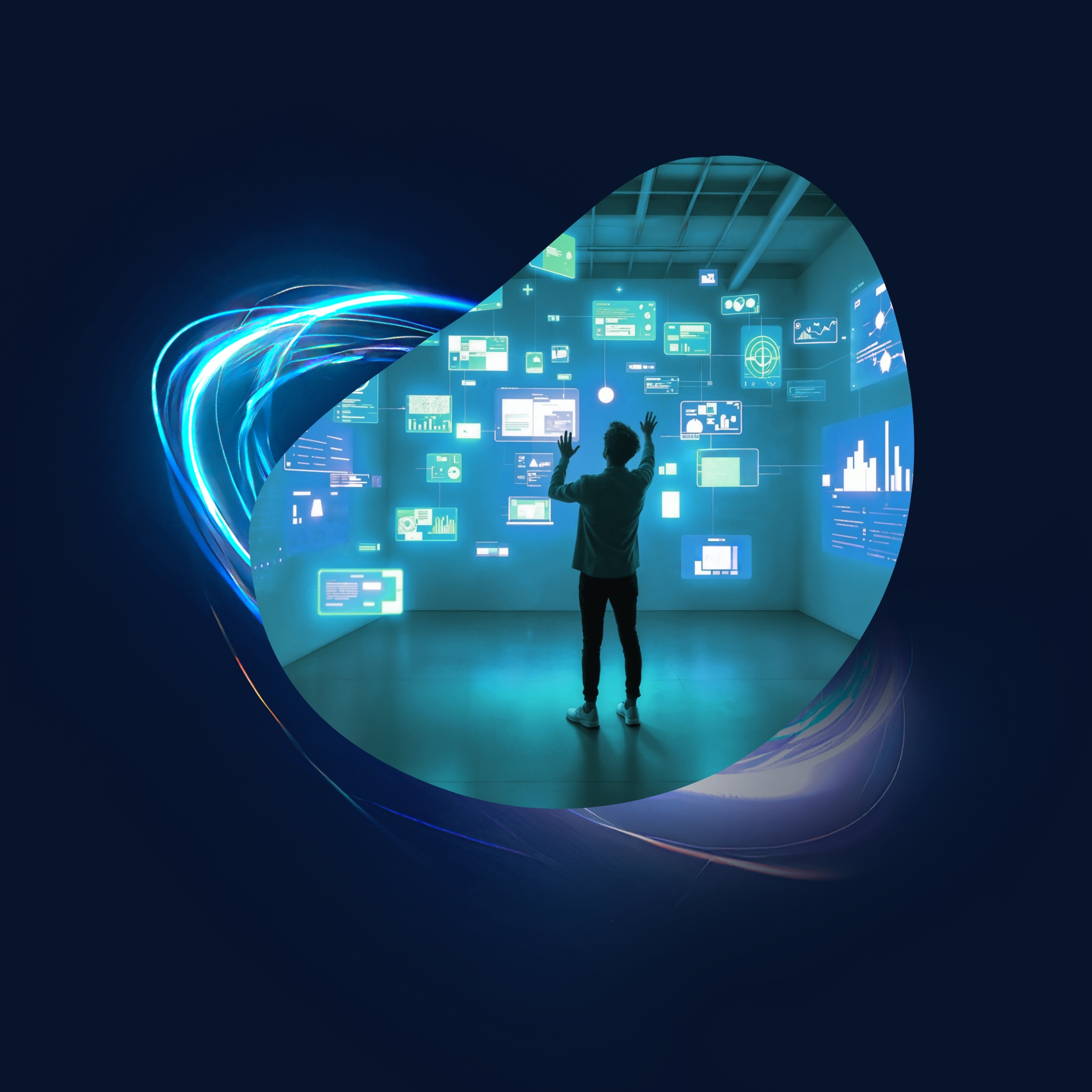 Persona sommersa da contenuti digitali